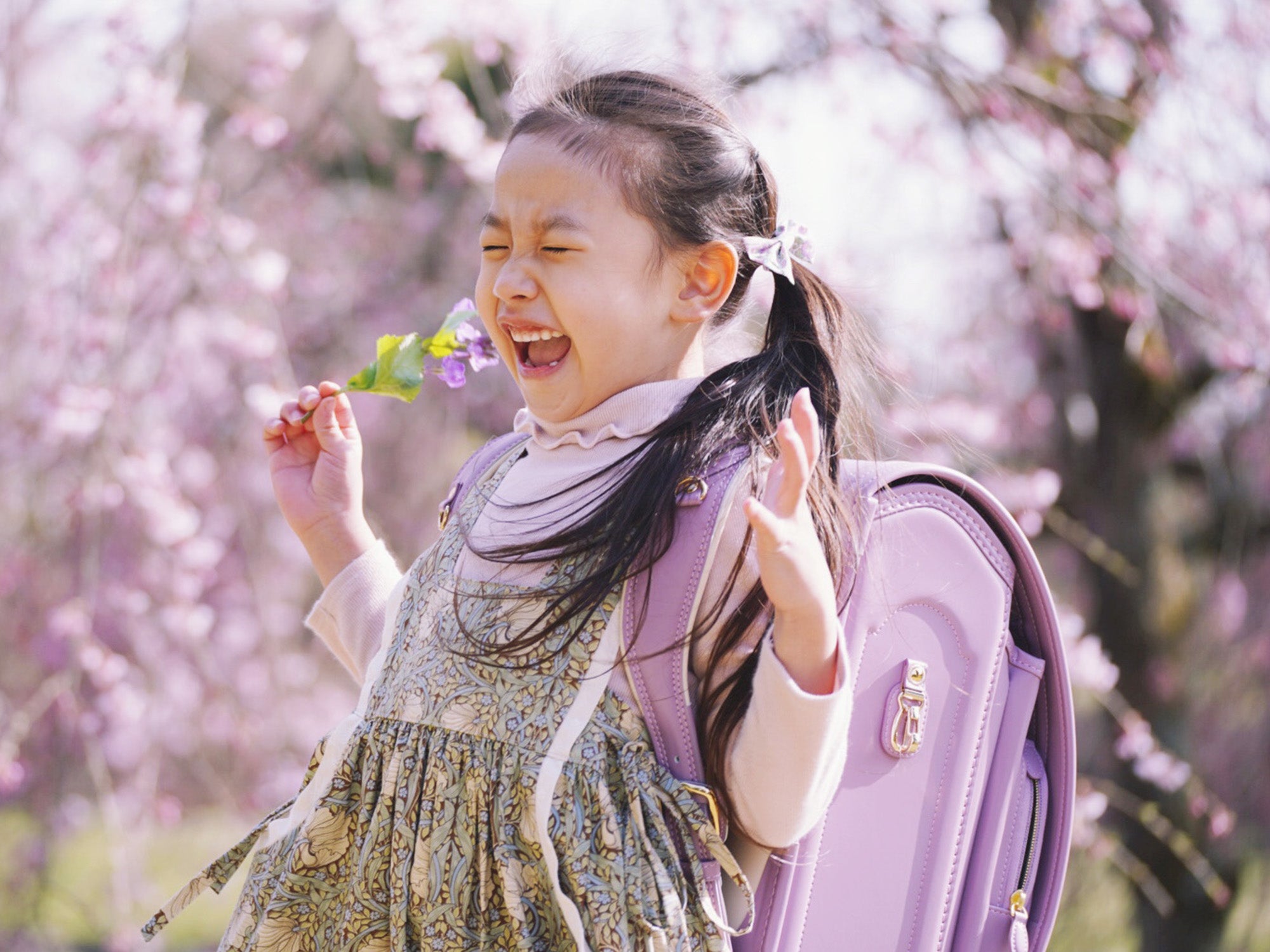 お客さまのランドセルとのコーディネートをご紹介。