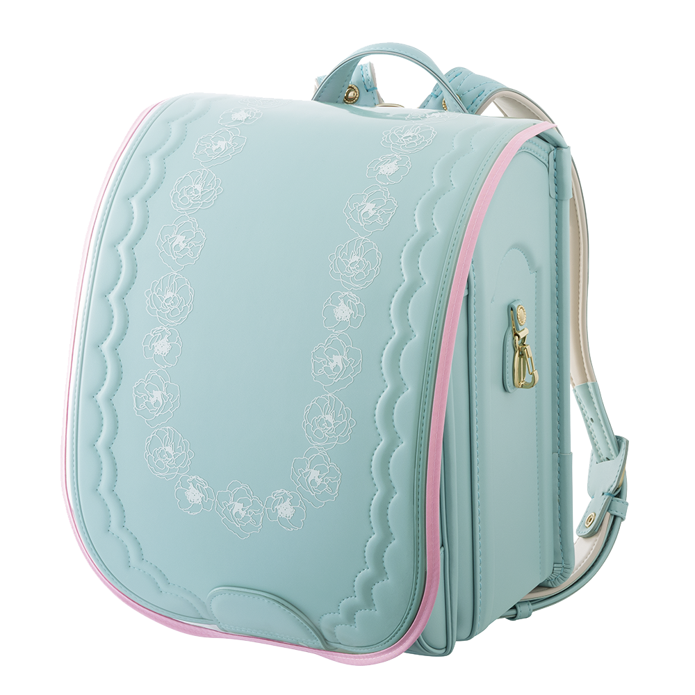 マーメイドミントにランドセルカバーのクリアピンク装着