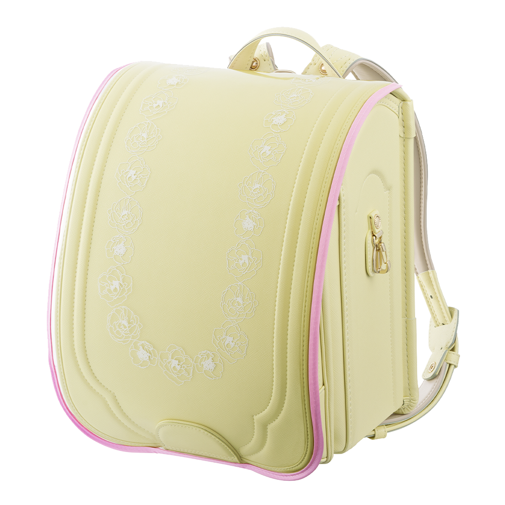 パステルシトロンにランドセルカバーのクリアピンク装着