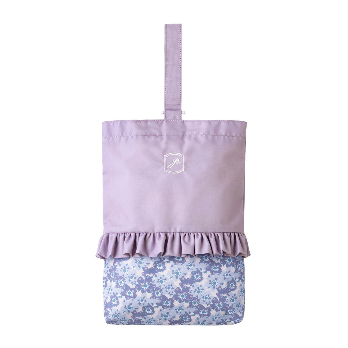 2/2 ねこまま　手刺繍　ローズ　レッスンバッグ　上履き入れ　他　ブルー a_WF_352bddbc-0a2f-4075-b872-