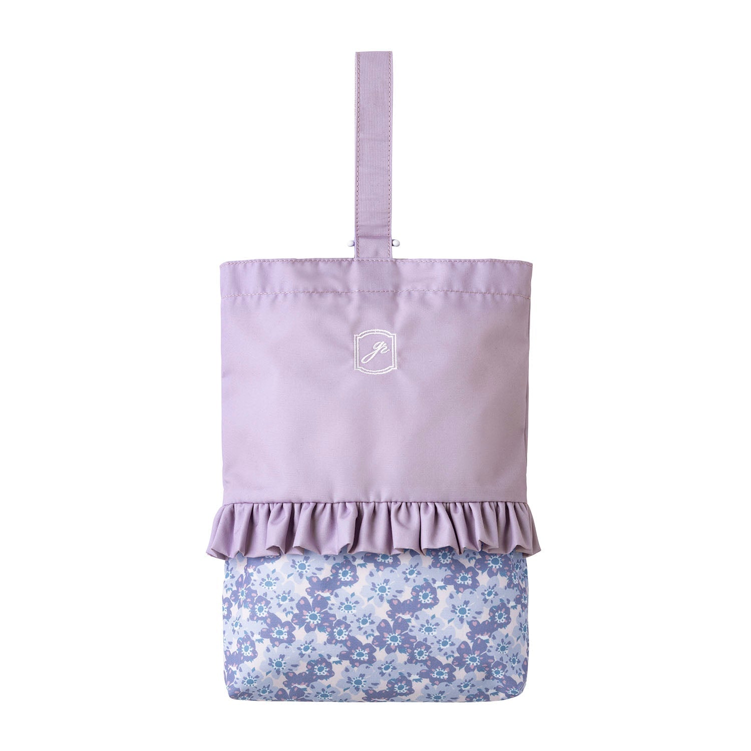 1/2 ねこまま　手刺繍　ローズ　レッスンバッグ　上履き入れ　他　ブルー a_WF_352bddbc-0a2f-4075-b872-